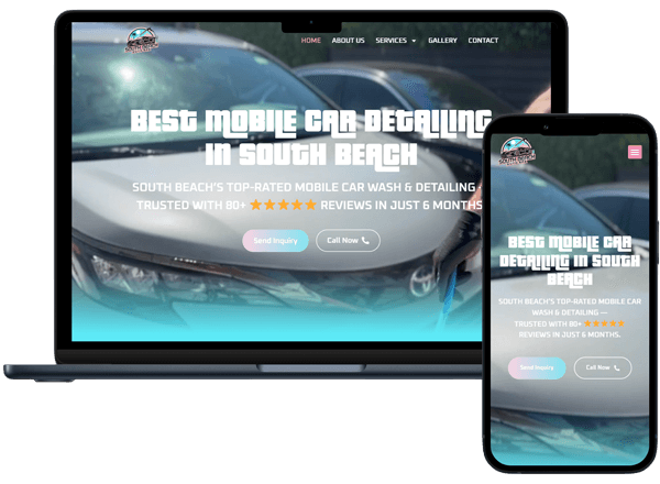 South Beach Auto Spa website viewed on desktop and mobile devices
